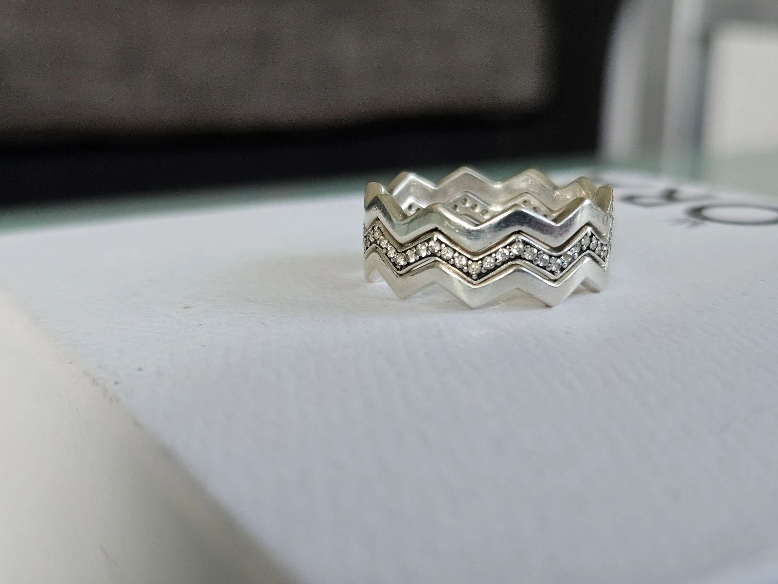 Conjunto de 3 anéis Pandora tamanho 58 zigzag – photo 3